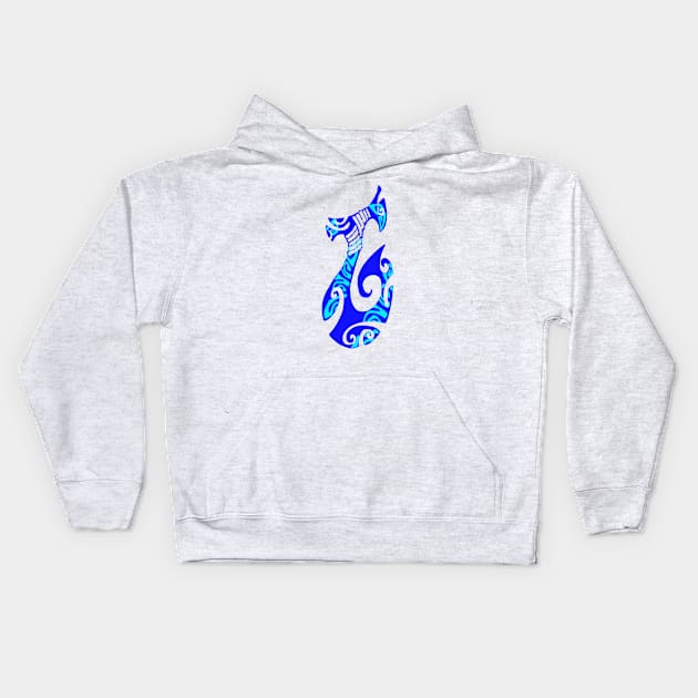 MATAU - Blue (Fish hook) Kids Hoodie by Nesian TAHITI